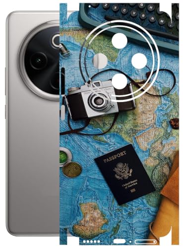 Image of AtOdds - Full Body Back Screen Guard Protector Film - Lamination Wrap Skin Sticker Compatible with VIVO T4 (5G) | Scratchproof Matte Finish (Travel Map)