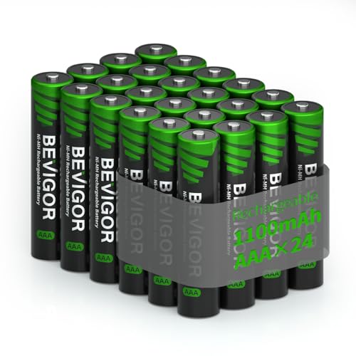Image of BEVIGOR Rechargeable AAA Batteries, 1100 mAh High Capacity, LSD Low Self Discharge Technology, 1.2V NiMH AAA Batteries Rechargeable, Long-Lasting Triple AAA Recharge Batteries, 24 Count