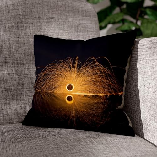 Coussin en Velours Blanc 40 x 40 cm abstrait boule de lumière et reflets