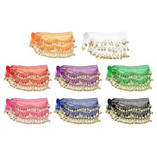 Echarpe de danse orientale PATIKIL 128 pieces dorees scintillantes lot de 8 jupes femmes