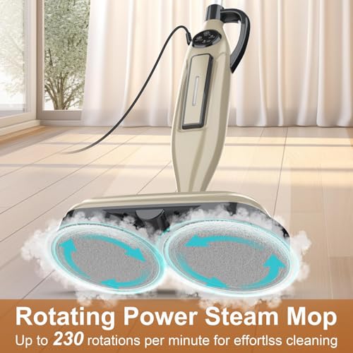 Image of DEVOAC VM6 Scrubbing Steam Mop with Rotating Mop Pads, 10 in 1 Steam Mop, Lightweight Spin Mop & 3 Steam Modes for Hard Floor Laminate Marble Floors (Auster)