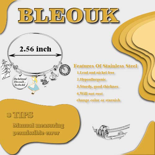 BLEOUK She Believe She Could Inspirational Quote TV Themed Charms Bracelet2