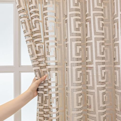 Amidoudou 1 Paar Geometrische Vorhänge Gold Gardinen Für Wohnzimmer...