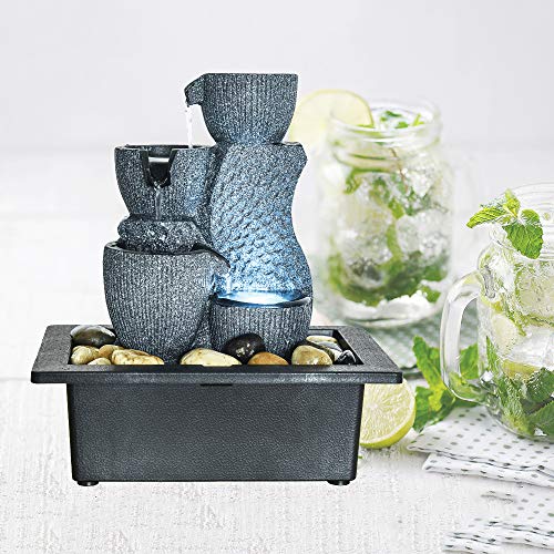 Chillscreamni Resin Tabletop Fountain - Good Size 11” H Tabletop Indoor Fountain
