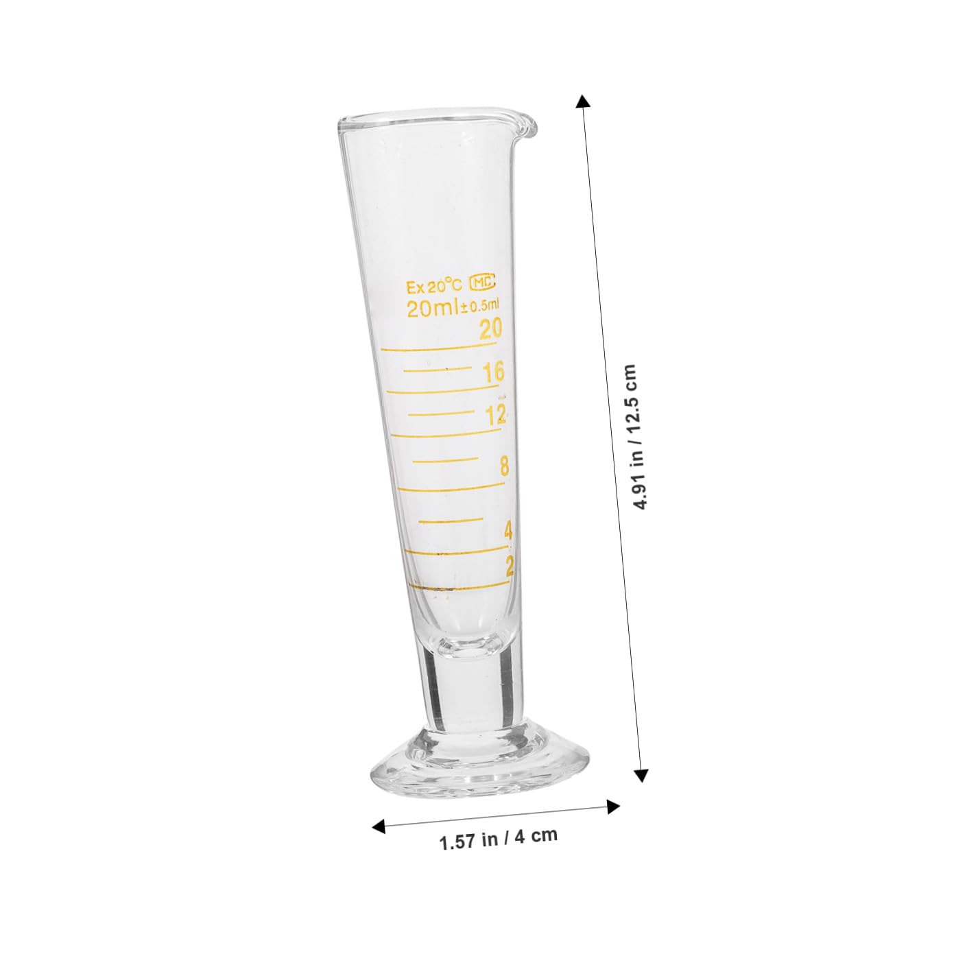 CHILDWEET 20ml Glass Measuring Beaker with Graduated Scale, Triangular Laboratory Glassware for Experiments, Single Lab Measuring Cup with Spout for Scientific Use