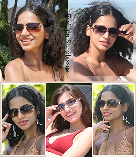 Dollger Rimless Y2K Sunglasses for Women Men Rectangle Trendy Glasses Retro Shades4