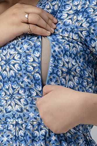 Image of Charnest Floral Printed Anarkali Maternity Kurti /Dress, Pregnancy Dress, Easy Breast Feeding, Breast Feeding Dress Zippers for Nursing Pre and Post Pregnancy