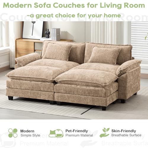 Image of Oprisen 86 inch Modular Sectional Sofa, Comfy Deep Cloud Couch with Ottoman