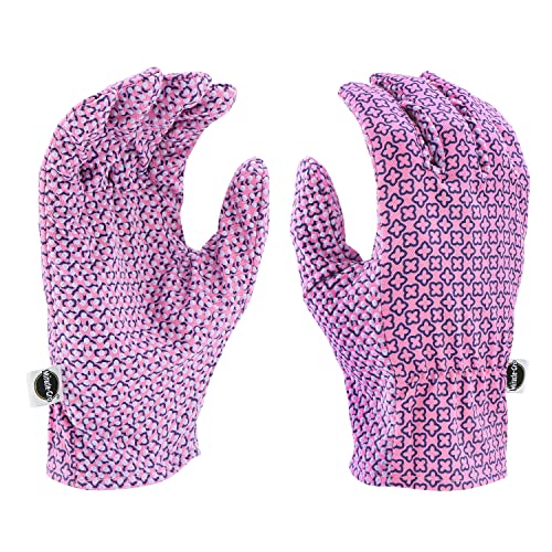 Miracle-Gro Women's Canvas Back Dotted Palm Gardening Work Gloves, Breathable Backing, Strong Grip, Shirred Elastic Wrist, Purple/Pink, Medium, (M56111/WML) - image 1