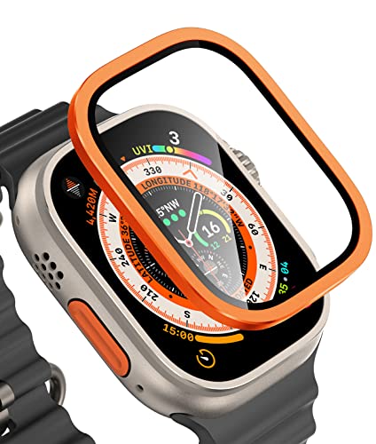 アップルウォッチ Ultra 保護フィルム 液晶保護カバー 【 アルミ枠 バンパー & ガラスフィルム 一体型 】 49mm専用 画面全面保護 Apple Watch ultra 強化ガラス 保護 アップルウォッチ ultra フィルム キズ防止 高透過率