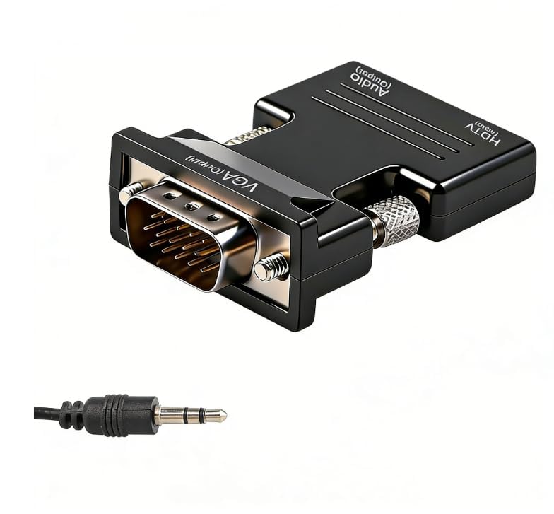 Mowpiny Adaptador HDMI a VGA con Audio, Convertidor HDMI Hembra a VGA Macho 1080P, Conversor con Cable de Audio 3,5mm, Convertidor para TV PC Computadora Portátil a Monitor Proyector