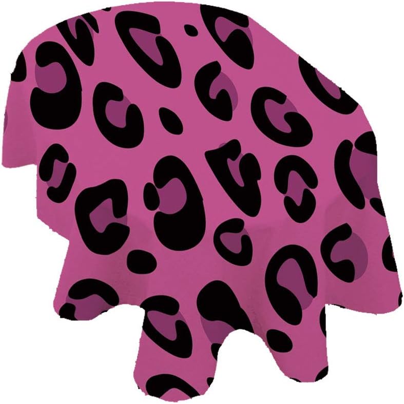 Hot Pink Oval Tablecloth,Leopard Animal Skin Pattern in Abstract Style Wild Safari Jungle Theme Decorative Polyester Table Cloth,52x70 Inch,for Dining Room Kitchen Party Pink Fuchsia Black
