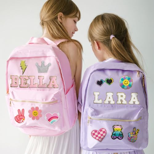 Personalized Name Backpack for Girls, Custom Nylon School Backpack with Patches, Birthday Gifts Bag for Boys and Girls, Christmas Gifts for Toddles Students2