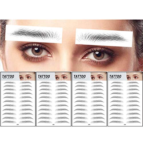 DAGEDA Black 40 Pairs 4 PC 4D Eyebrow Transfers Stickers, Long Lasting Natural Waterproof Bionic Eyebrow Water Transfer Tattoo Eyebrow Sticker For Woman Man Makeup Tool（#E09）