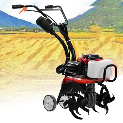 Garten-Benzinfräse - Leistungsstarker kabelloser Handgrubber für Rasen & Bodengraben, Rotovator zur Unkrautentfernung, tragbares und effizientes Gartenwerkzeug