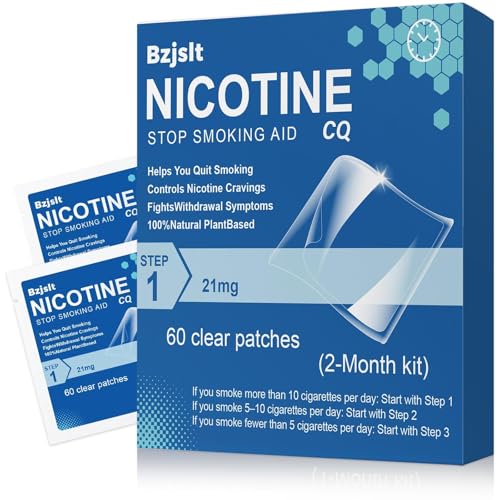 Step 1 Nicotine Patches, 21mg, 60 Count – 24-Hour Stop Smoking Aid, Nicotine Replacement Therapy for Heavy Smokers, 2-Month Starter Supply
