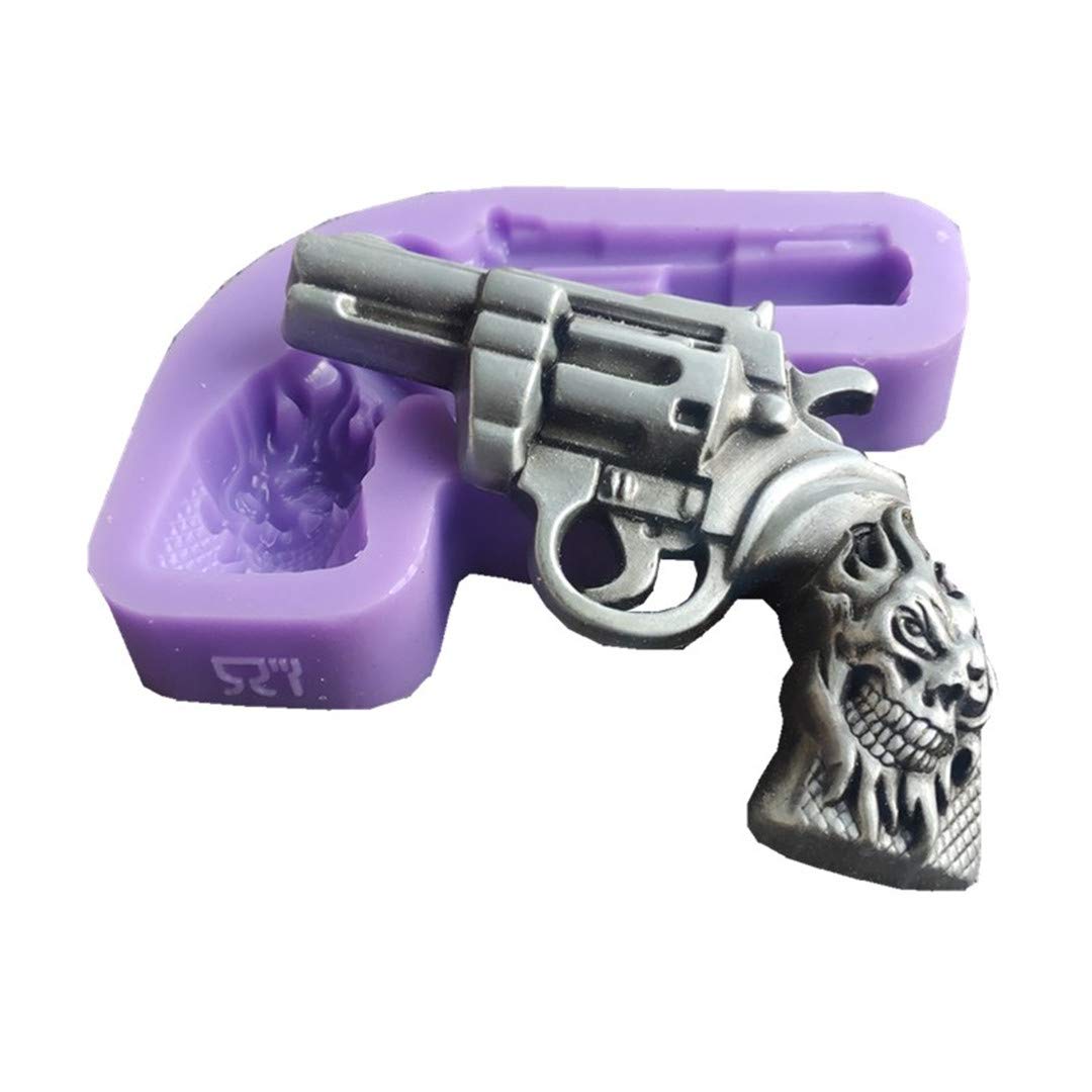 Pistol Shape Fondant Cake Silicone Mold Halloween 3D Skull Gun Craft Molds  Candy Chocolate Mould