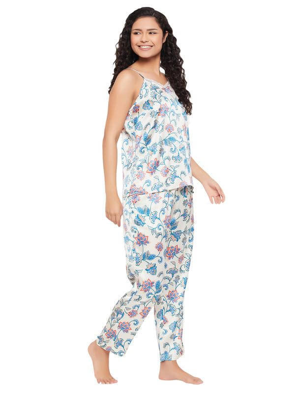 Image of Clovia Women's Cotton Printed Top & Pyjama Set