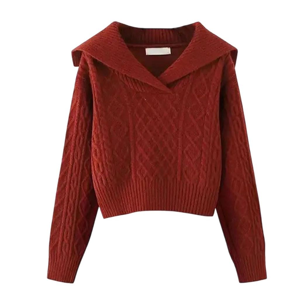 Womens Knit Pullover Peter Pan Collar Long Sleeve Casual Soft Knit Sweater 2025 Fashion Clothing Tops
