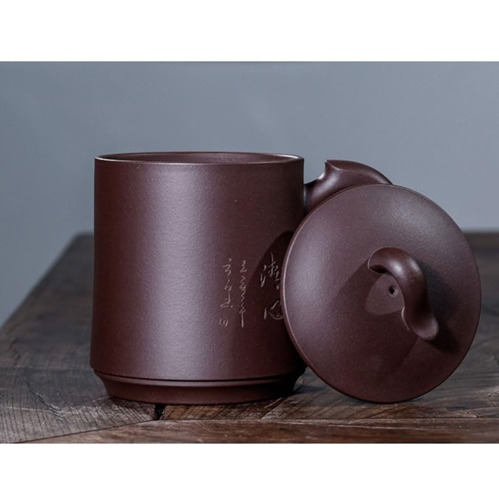 Matcha kubki domowe o dużej pojemności 470 ml fioletowy kubek z piaskiem kubek do parzenia herbaty kubek na wodę z pokrywką ręcznie robiony chiński kubek do herbaty zestaw do herbaty zaparzacz do