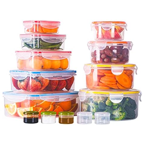 Food Storage Containers with Lids Airtight 14 PCS, Plastic Food Containers for Pantry & Kitchen Organization, BPA Free, Leak Proof, Freezer & Microwave & Dishwasher Safe Cover