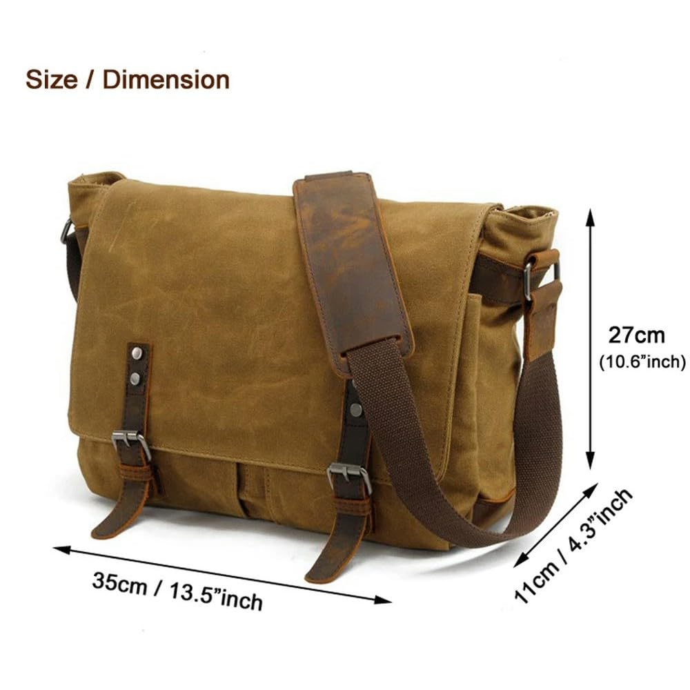 NYSDM Bolso de Hombro de Lona Encerada Gruesa para Hombre, Bandolera de Mensajero, Bandolera Vintage para Hombre, Bandolera Informal para niño