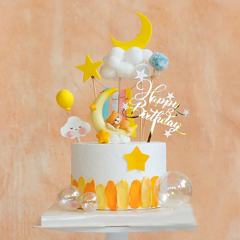 Bear Moon Cake Topper Bear And Moon Figurine Toy Bear | Desertcart  Seychelles, image size:1001x1001