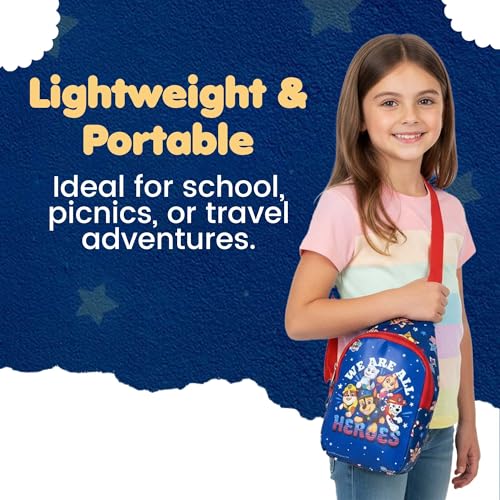 Image of Kids Space Theme Crossbody Chest Sling Bag, Navy Blue with Astronaut Print, Adjustable Strap, 17x13x6.5 cm, Perfect for School and Picnics
