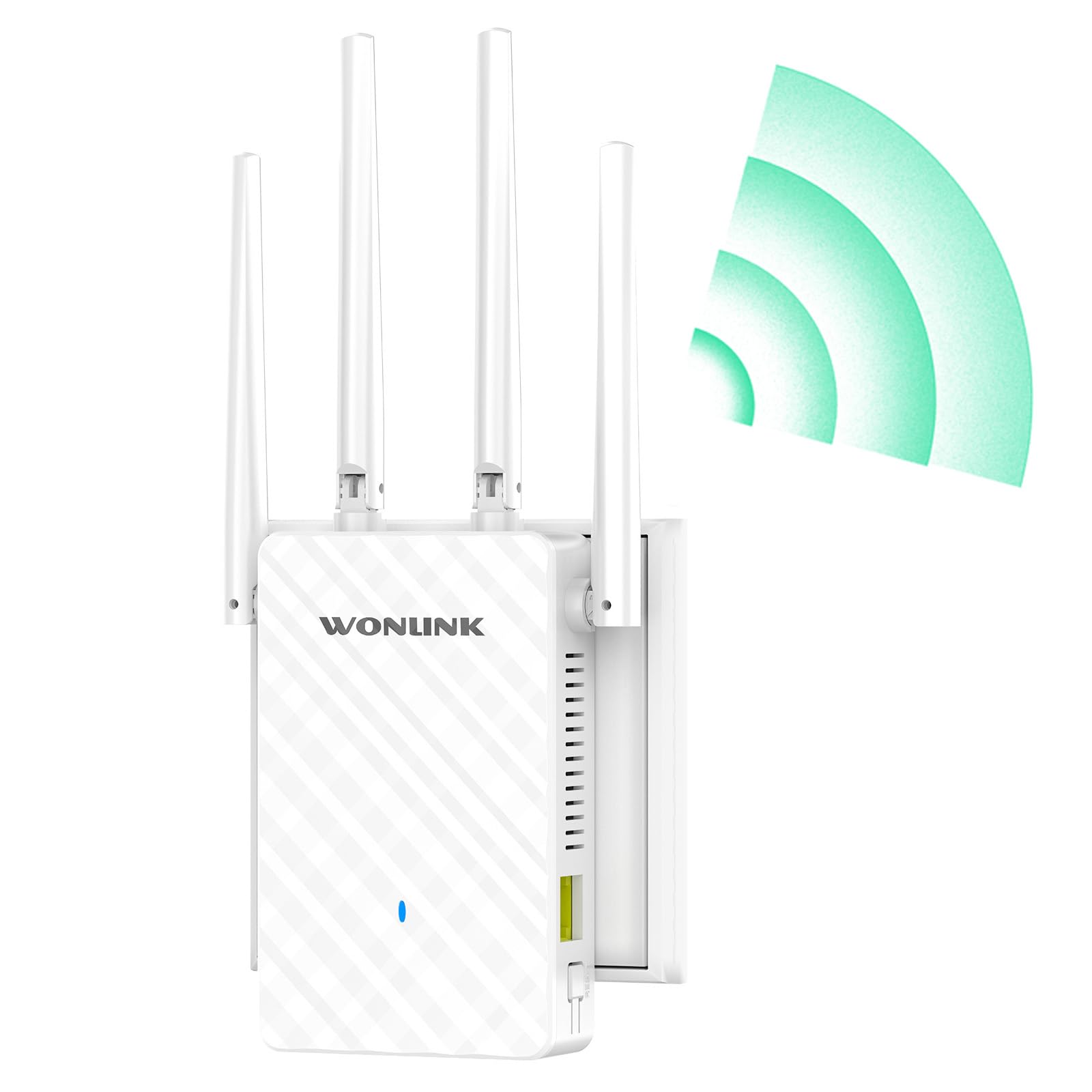 1200Mbps Repetidor WiFi, Amplificador Señal WiFi Doble Banda 5G/2.4G con 4 Antenas, Repetidor/Router/Ap, Puerto Ethernet, WPS/MU-MIMO, Luz Indicadora, Interior, Enchufe EU