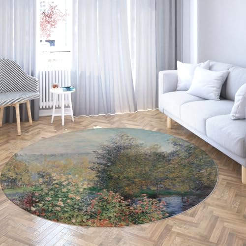 Tapete Redondo Estilo Claude Monet 3' Lavable Antideslizante miniatura 4
