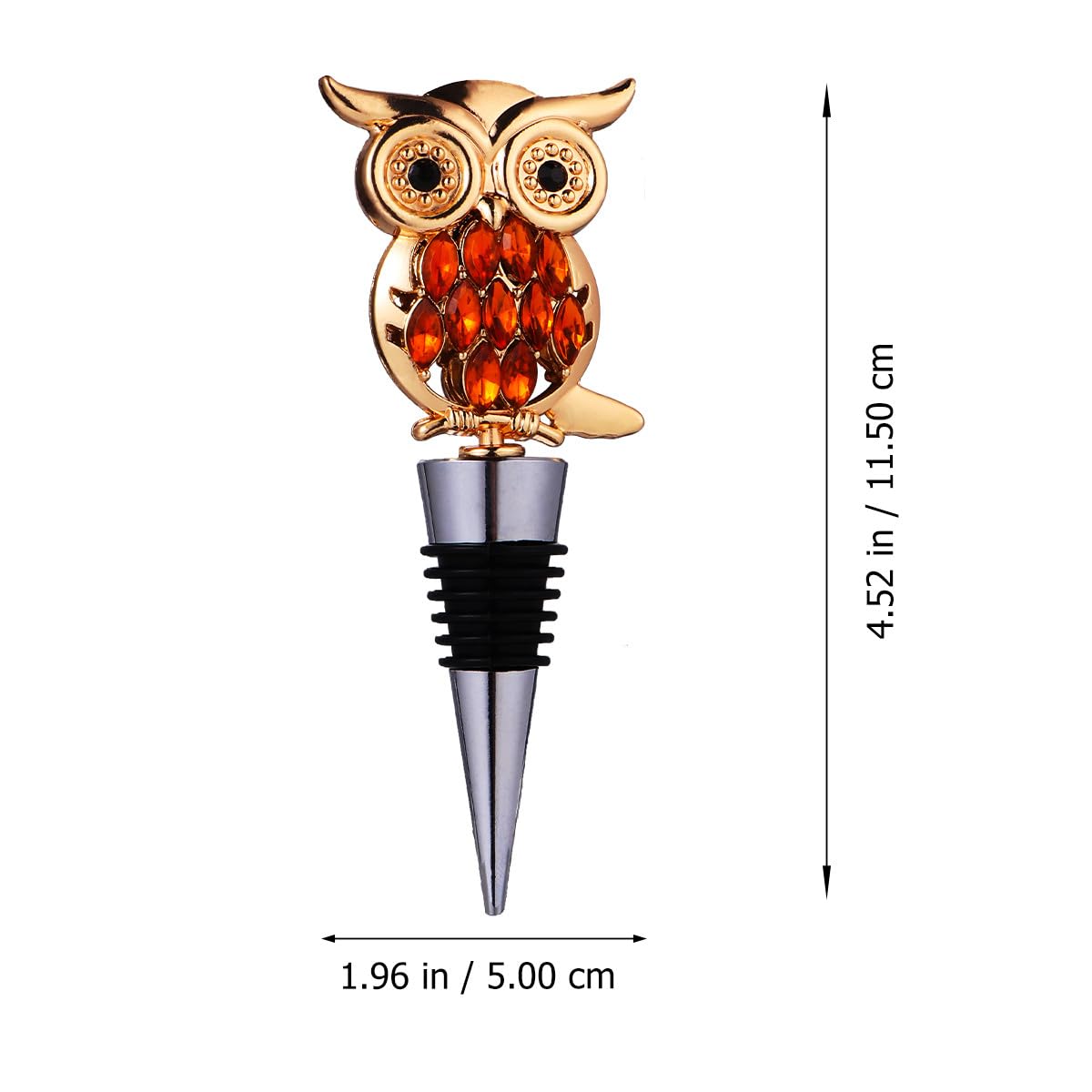 Bouchon à Vin en Alliage Métal Décoratif de Hibou Argenté, Résistant la Décoloration, pour Maison et Restaurant