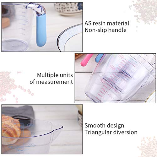 juehu 3-delige plastic maatkan, Plastic maatbeker, maatkan Set Transparante plastic kan Set voor Keuken, Meetbekers en Lepels Set, 200ml, 400ml, 900ml, Voeg 5stuk Kleur Meetlepel - Image 6