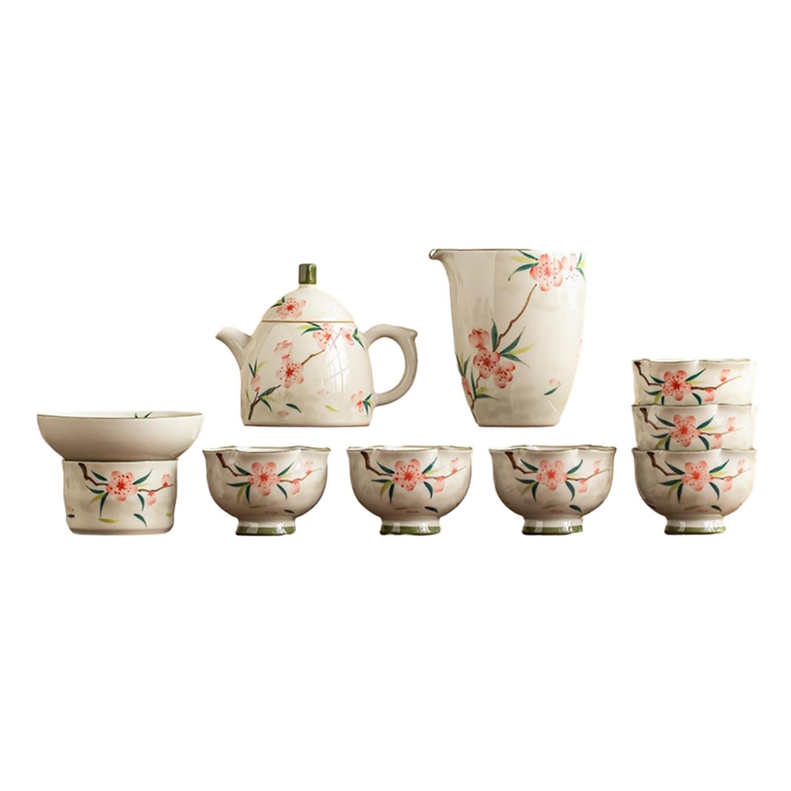 Ręcznie malowany ceramiczny zestaw do herbaty z kwiatem brzoskwini