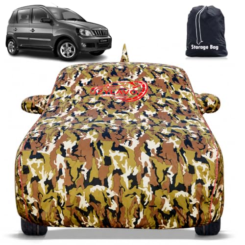 Image of Premium Car Cover for Quanto Model | Waterproof, UV & Dust Protection | Mirror & Antenna Pocket | Triple Stitched, Soft Inner Lining, Belt & Buckle (Jungle Print)