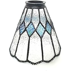 Ventilador Tiffany Pantalla de lámpara Tiffany premium, pantalla de vitral, reemplaza lámparas de pared, candelabros y pantallas de ventilador, diseño geométrico, E-NTA228-U, 6 pulgadas de ancho por NoBeiYi