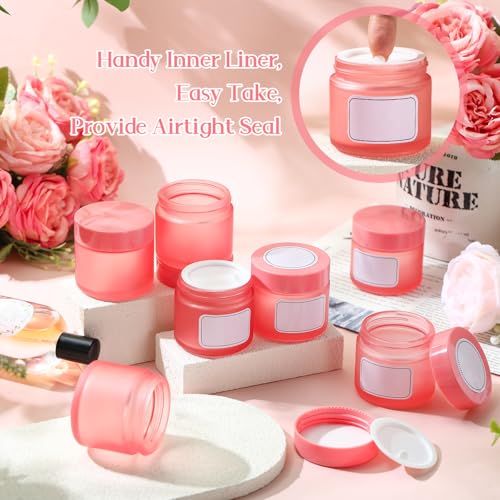 Image of Layhit 60 Pcs 2 oz Glass Jars with Lids Airtight Jars Bulk,Pink | Empty, Airtight, Leakproof, Reusable, Small Jar with Blank Labels & Liners Lids, Travel Jars for Cream, Lotions, Candle