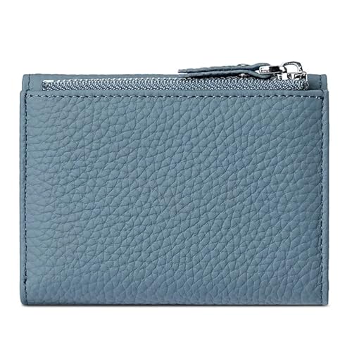 Mudono Women’s Wallet Small Genuine Leather Credit Card Holder RFID Blocking Tri-Fold Wallet With ID Window and Zipper Pocket