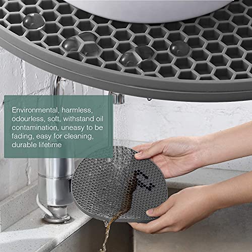 Yyzaobee Silicone Trivet Mats Pot Holder, Trivets Hot Pads, Heat Resistant Silicone Pot Holder For Hot Dishes And Hot Pots, Jar Opener, Spoon Holder, Garlic Peeler 5Pcs Dark Grey #TOP3