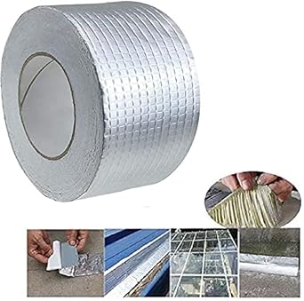 Delavala Aluminium Self Adhesive Foil Tape Permanent Leak Proof All Weather Patch, UV Resistant Rubber Tape Waterproof for Roof Pipe Repair Silver Super fix Sealing Aluminium Duct Repair Tape