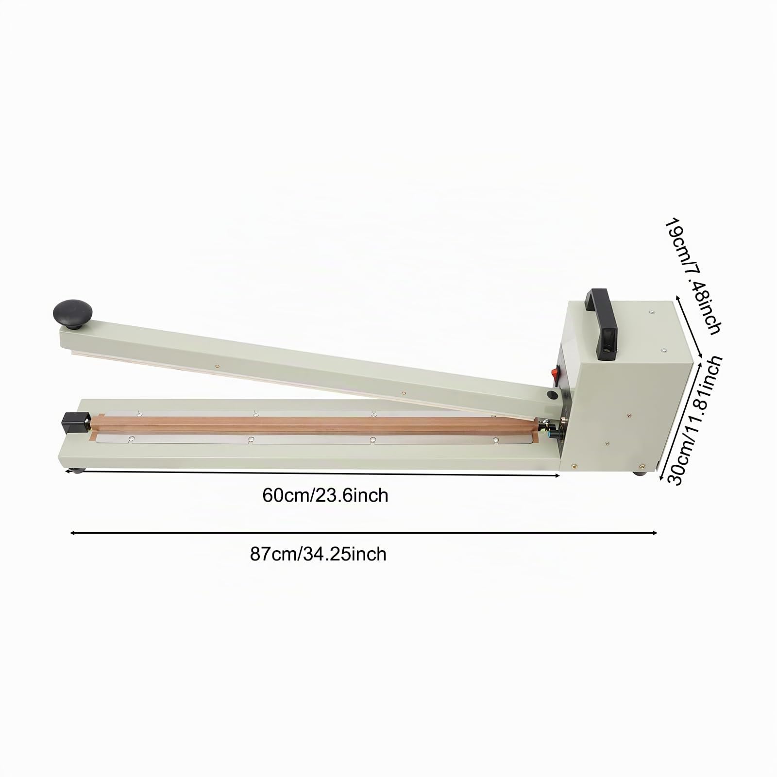 Machine à Sceller 600 mm, Thermoscelleuse 750 W, Soudeuse avec 8 Niveaux de Température, Largeur de Joint 3 mm, Idéale Pour Maison, Boulangeries, Cafés et Petits Commerces