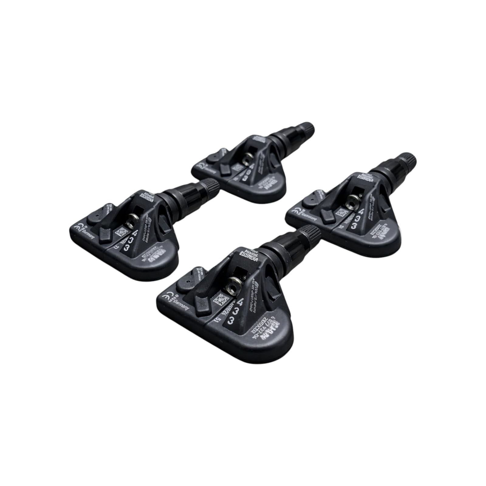 RDKS Sensoren 4er-Set Aluventil Schwarz, vergleichbar 36106877936 | passend für BMW, MINI und Toyota, 4er-Set Reifendrucksensoren 433 MHz, Schwarz Aluventil