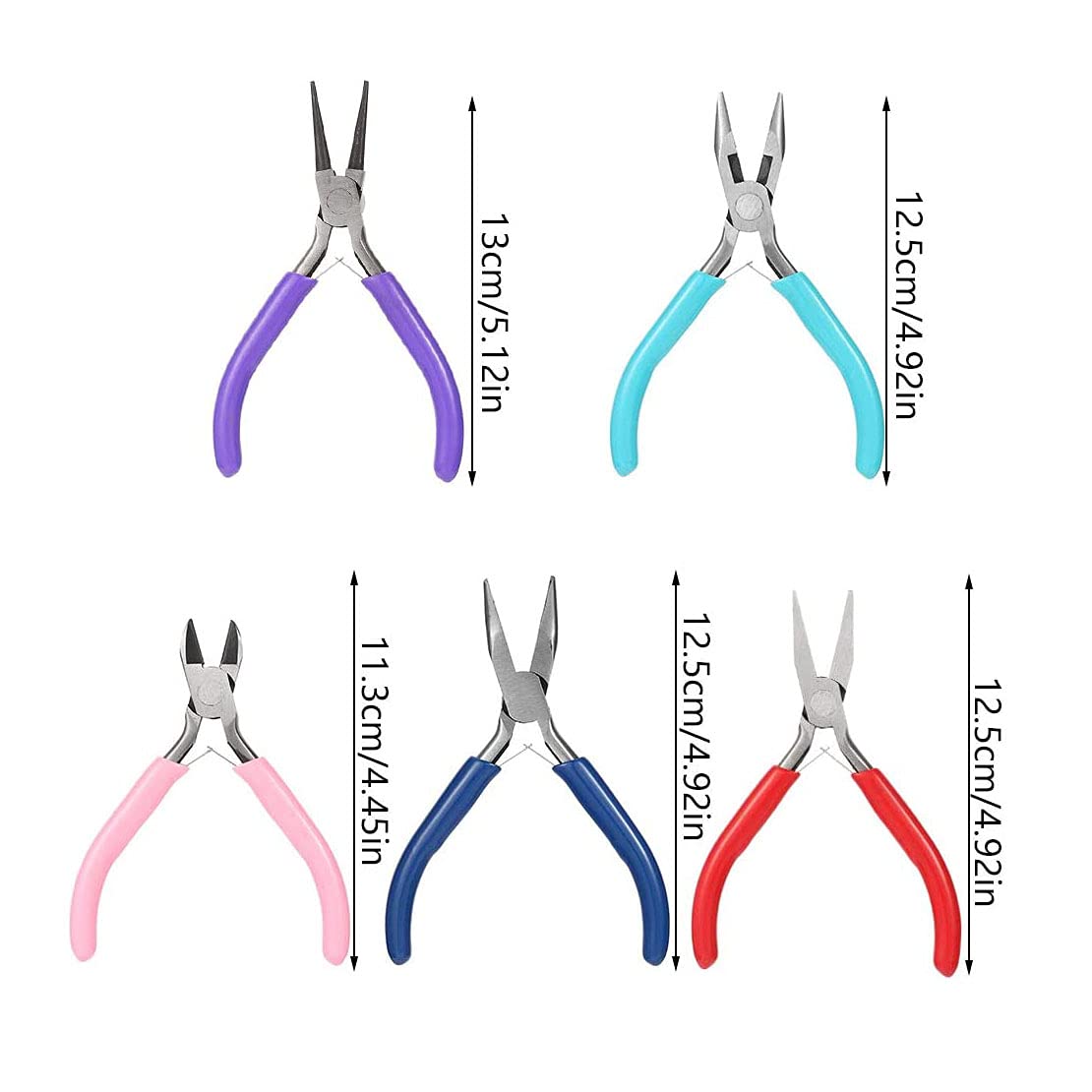Set di 5 Pinze per Gioielli,Pinze per Gioielli Multifunzionali Usato per Fare Orecchini, Bracciali, Corde