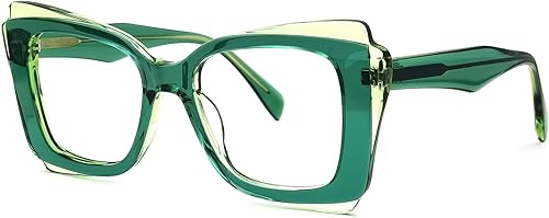 VOOGLAM Gafas rectangulares de gran tamaño con bloqueo de luz azul para mujer, anti fatiga ocular UV Cheyenne