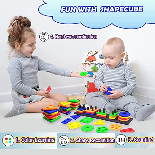 Image of Angle Geometric Plastic Blocks for Toddlers & Kids, Shape Sorter & Stacking Toys, Educational Color Blocks Learning Toy for 1-3 Year Old Boys & Girls, Multicolor (1 Pc)