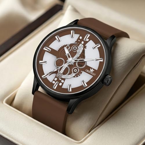 Image of CRESTELLO Silicone Strap Analog Wrist Watch for Men (Black /Blue /Green /Brown /Grey) | 1 Year Warranty* | CR-BK254