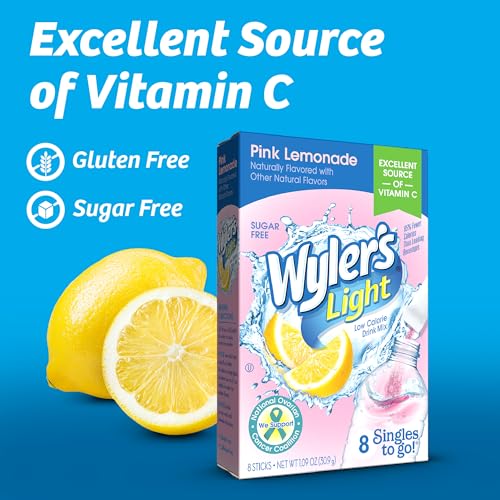 Image of Wyler's Light Singles To Go Water Drink Mix, Pink Lemonade, 96 Packets