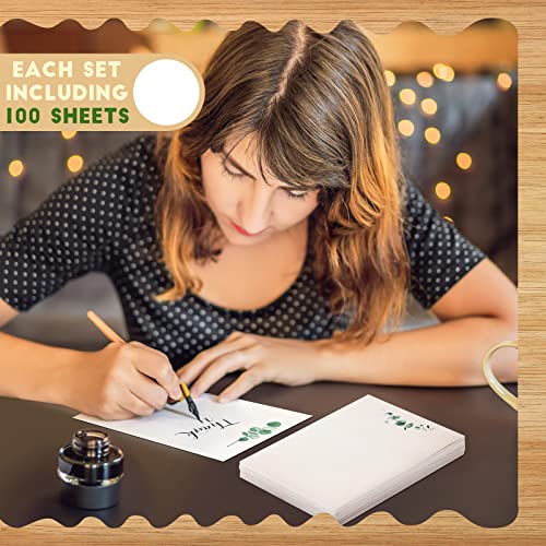 Image of Spiareal 100 Pcs Greenery Note Cards 4x6in, Eucalyptus Leaves Blank Note Cardstock Floral Watercolor Index Thank Greeting Cards for School Office Wedding Baby Shower(Milk White)