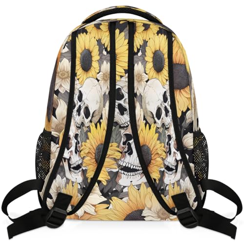 Backpack for Kids Boys Girls Women Men, Sunflower Skull School Laptop Backpacks Casual Daypack Travel Rucksack Bookbag for Adults4