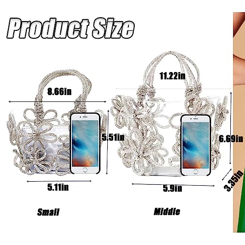 Image of Clear Rhinestone Handbag for Women Crystal Evening Purses with Handle Glitter Handbag for Wedding Party Prom