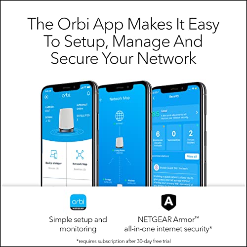 Image of NETGEAR Orbi 5G Tri-Band WiFi 6 Mesh System (NBK752) - Router with 1 Satellite Extender | Coverage up to 5,000 sq. ft, 40 Devices | AX4200 (Up to 4.2Gbps)